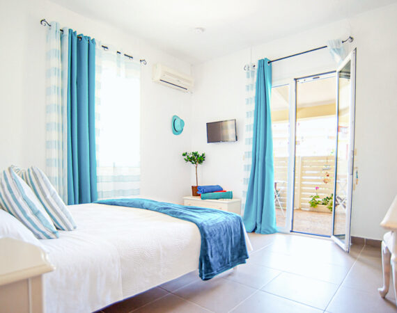 Blue studio with a terrace and a view onto 500 sq. meters private garden.