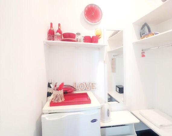 Snack Room & wardrobe with safety deposit box.