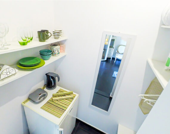 Snack Room (fridge, toaster, coffee maker and Utility (iron, safety deposit box, wardrobe).